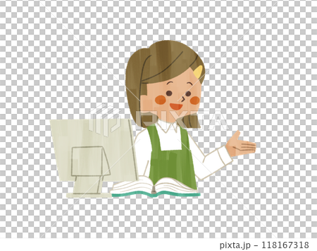 笑顔で話している女性スタッフ-ガッシュ 118167318