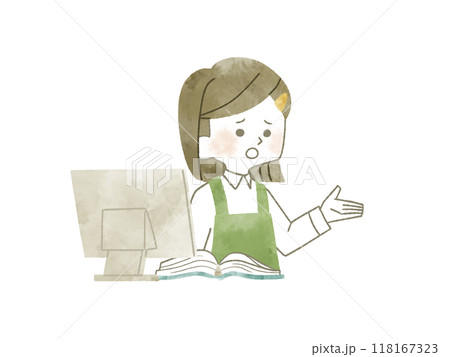 困っている女性スタッフ-水彩 118167323