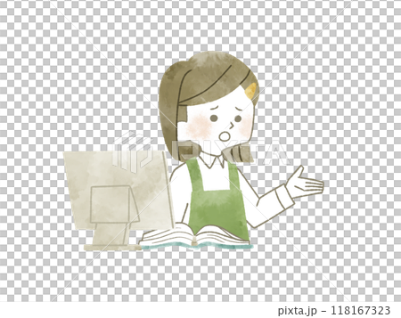 困っている女性スタッフ-水彩 118167323