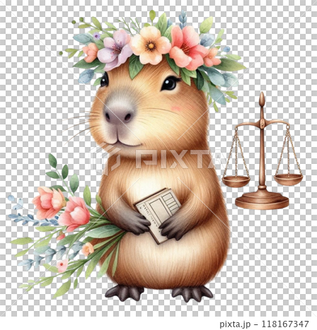 Capybara holding a scale of justice 118167347
