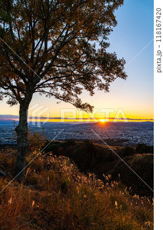 【奈良県】若草山の山頂から見える美しい夕景 118167420