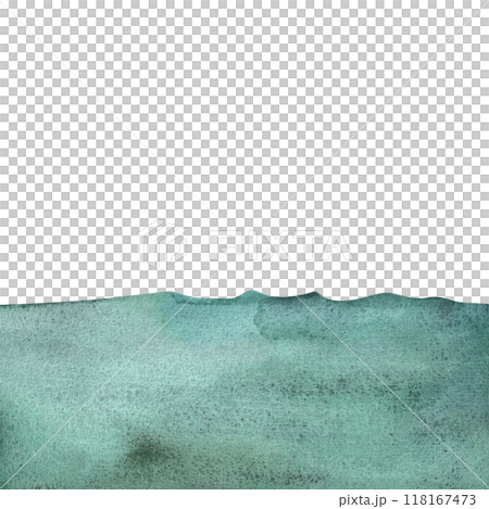 Turquoise, green, emerald, salty sea water with waves. Ocean. North Sea. Landscape fragment for illustration background design. Isolated watercolor illustration. Turquoise, green, emerald, salty sea water with waves. Ocean. North Sea. Landscape fragment for illustration background design. Isolated watercolor illustration. 118167473