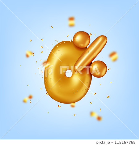 3D zero percent sign helium balloon in confetti 3D zero percent sign helium balloon in confetti 118167769