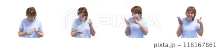 Young woman celebrating with phone - concept of unexpected luck, lottery win - isolated image on white background Young woman celebrating with phone - concept of unexpected luck, lottery win - isolated image on white background 118167861