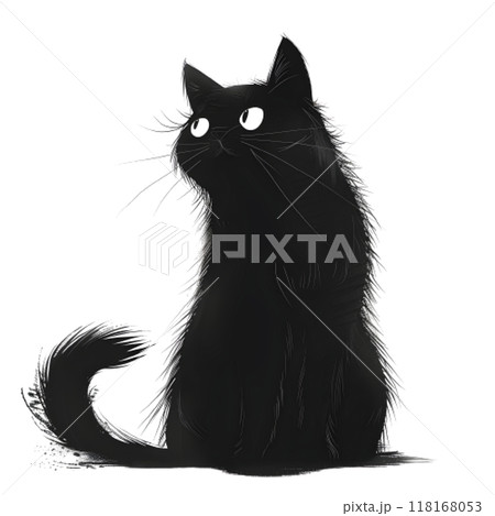 ミニマリスト黒猫イラスト：洗練されたデザイン 118168053