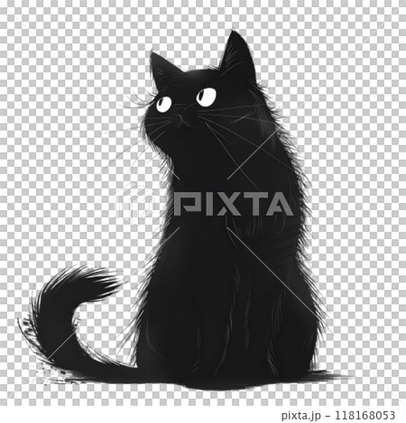 ミニマリスト黒猫イラスト：洗練されたデザイン 118168053