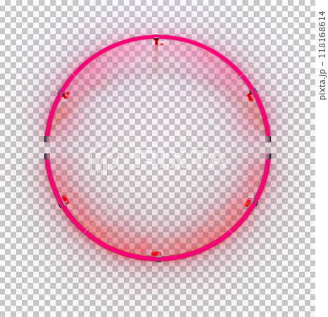 Neon frame sign in the shape of red circle. 3d illustration Neon frame sign in the shape of red circle. 3d illustration 118168614