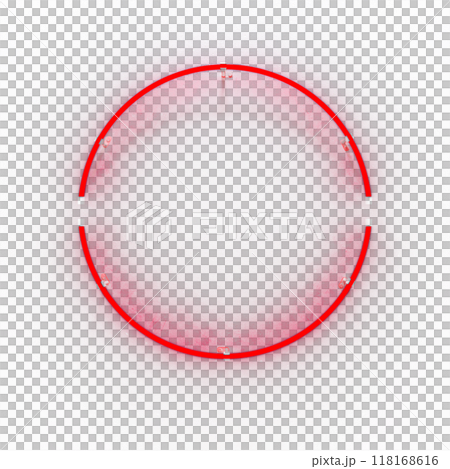 Two semicircular red neon lamp on transparent background, Round neon frame. 3d illustration. Two semicircular red neon lamp on transparent background, Round neon frame. 3d illustration. 118168616