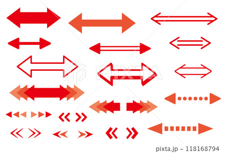両矢印のアイコン　左右矢印　ダブル　赤 118168794