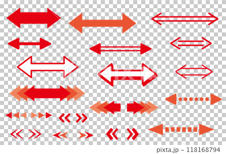 両矢印のアイコン　左右矢印　ダブル　赤 118168794