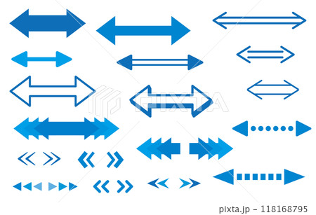 両矢印のアイコン　左右矢印　ダブル　青 118168795