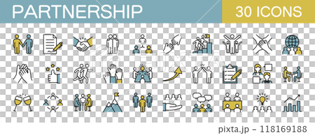 商業和夥伴關係圖示設定顏色 118169188