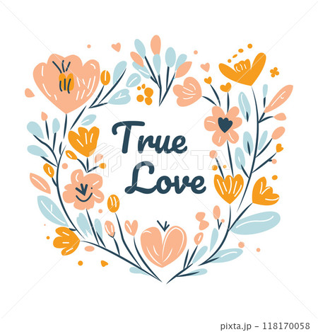 True Love in Romantic Flower Floral Frame Decoration True Love in Romantic Flower Floral Frame Decoration 118170058