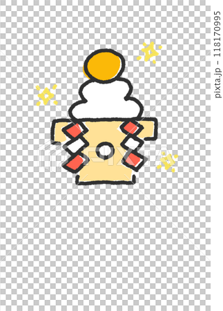 Simple hand-drawn illustration of Kagami mochi New Year's card material Simple hand-drawn illustration of Kagami mochi New Year's card material 118170995