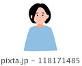 きょとんとした表情の女性のイラスト きょとんとした表情の女性のイラスト 118171485