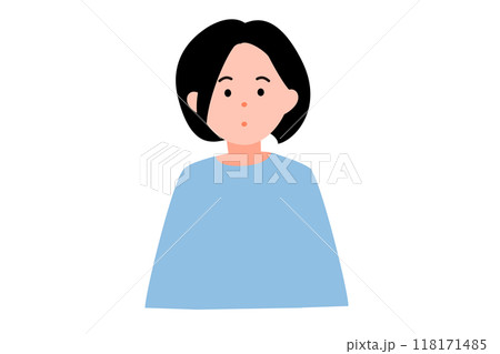 きょとんとした表情の女性のイラスト きょとんとした表情の女性のイラスト 118171485