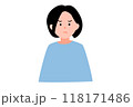 ムッとした顔の女性のイラスト ムッとした顔の女性のイラスト 118171486