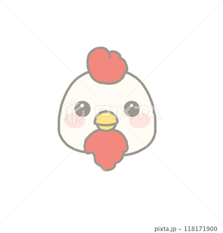 かわいい十二支の顔のイラスト　鶏 118171900