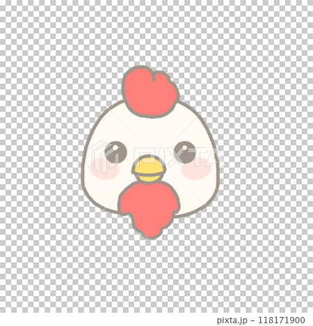 かわいい十二支の顔のイラスト　鶏 118171900