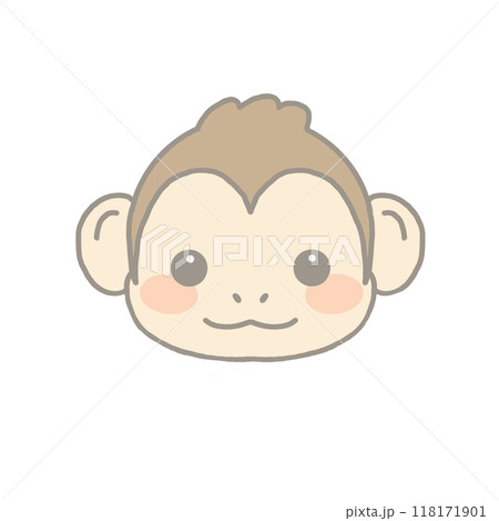 かわいい十二支の顔のイラスト　申 118171901
