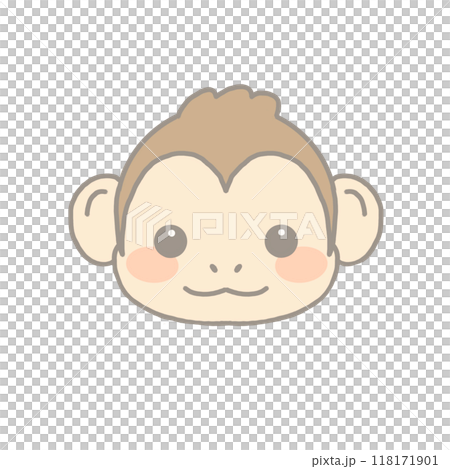 かわいい十二支の顔のイラスト　申 118171901