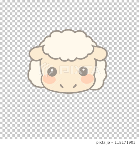 かわいい十二支の顔のイラスト　羊 118171903