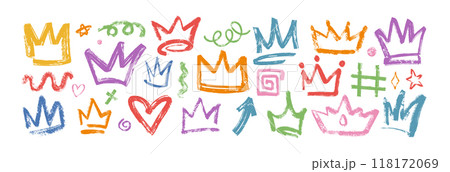 Set of brush king crowns, colorful princess tiara and prince diadem Set of brush king crowns, colorful princess tiara and prince diadem 118172069