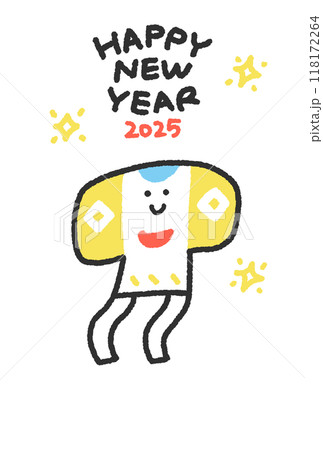 手描きの凧の年賀状　令和七年　2025 奴凧 118172264