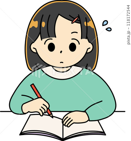 一生懸命勉強をしている女の子 118172544