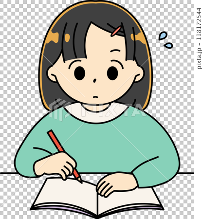 一生懸命勉強をしている女の子 118172544