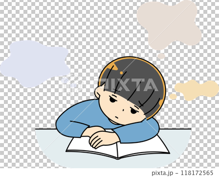 A boy thinking absentmindedly 118172565