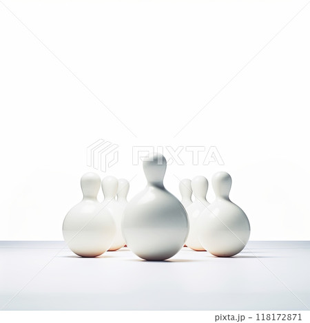 White Wooden Skittles on Solid White Background for Fun Game. White Wooden Skittles on Solid White Background for Fun Game. 118172871