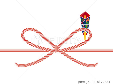 蝶結びの水引デザイン。熨斗紙でラッピングする日本の伝統文化。 蝶結びの水引デザイン。熨斗紙でラッピングする日本の伝統文化。 118172884