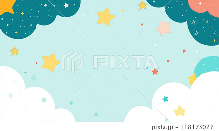 カラフルな星と雲のファンタジー背景 118173027