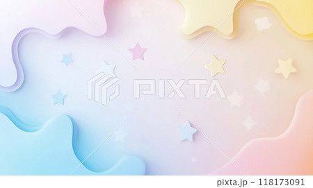 パステルカラーの星と雲の背景 118173091
