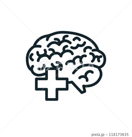 Brain receiving medical treatment with first aid symbol Brain receiving medical treatment with first aid symbol 118173635