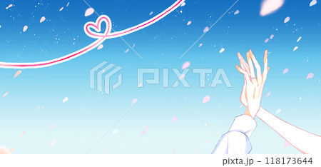 指輪をした重なり合う男女の手 桜吹雪 指輪をした重なり合う男女の手 桜吹雪 118173644