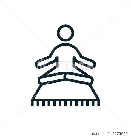 Person meditating in lotus position on a mat for mental health Person meditating in lotus position on a mat for mental health 118173653