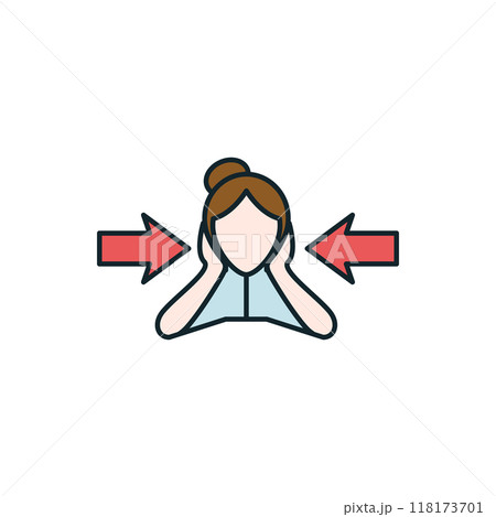Woman covering her ears suffering pressure and information overload 118173701