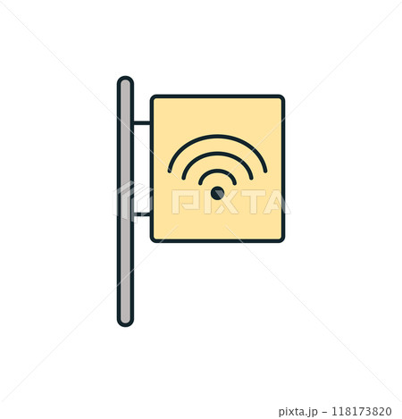 Public wifi zone sign indicating internet connection 118173820