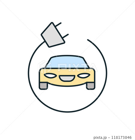 Electric car charging representing green energy and sustainability in smart city 118173846