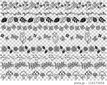 Scandinavian style plant hand drawn line set 118173858
