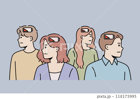 Problem emotional burnout in society and lack of strength in people with discharged battery in heads Problem emotional burnout in society and lack of strength in people with discharged battery in heads 118173995