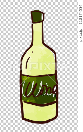 ボトルに入った白ワインのイラスト 118174554