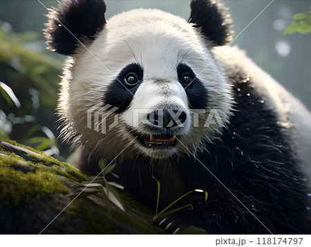 panda bear and bamboo panda bear and bamboo 118174797