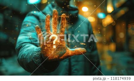 ARで浮かび上がったクエスチョンマーク AI画像 118174939
