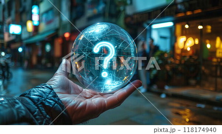 ARで浮かび上がったクエスチョンマーク AI画像 ARで浮かび上がったクエスチョンマーク AI画像 118174940