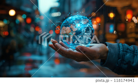 ARで浮かび上がった地球 AI画像 118174941