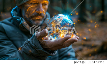ARで浮かび上がった地球 AI画像 118174943