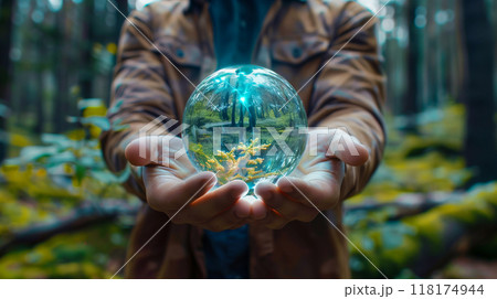 ARで浮かび上がった地球 AI画像 118174944